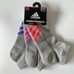 Adidas women’s low cut socks 3 pairs size 5-10 gray purple pink orange